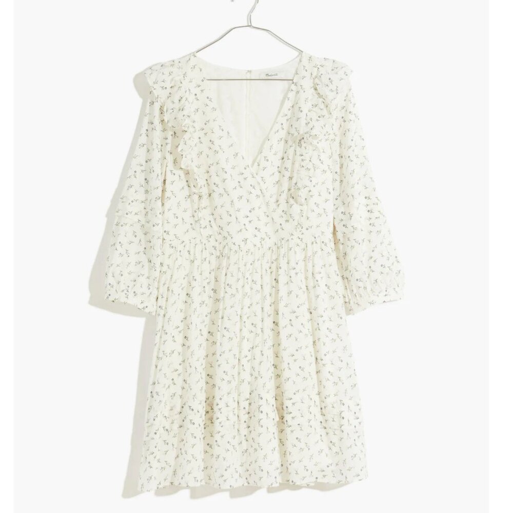 Ruffled Pleat-Sleeve Mini Dress in Spring Fling